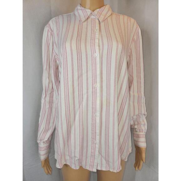 Tahari | stripped shirt | Pink and white | Large - Picture 3 of 9